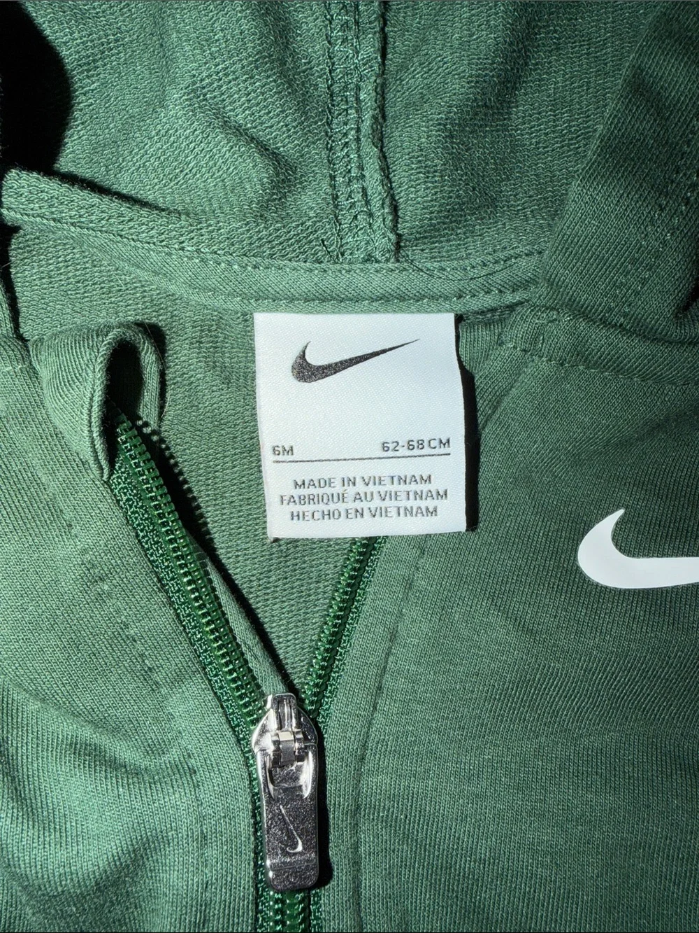 Nike Forest Green Hooded Baby One-Piece Bodysuit with White Swoosh